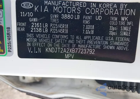 2011 Kia Soul + z USA, uszkodzony, nr VIN KNDJT2A2XB7723792